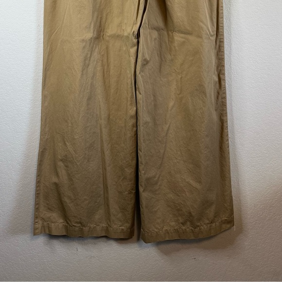 Loft Tan Wide Leg Side Button Flat Front Khaki Pants Cotton Casual Curvy Size 8 - Picture 8 of 10